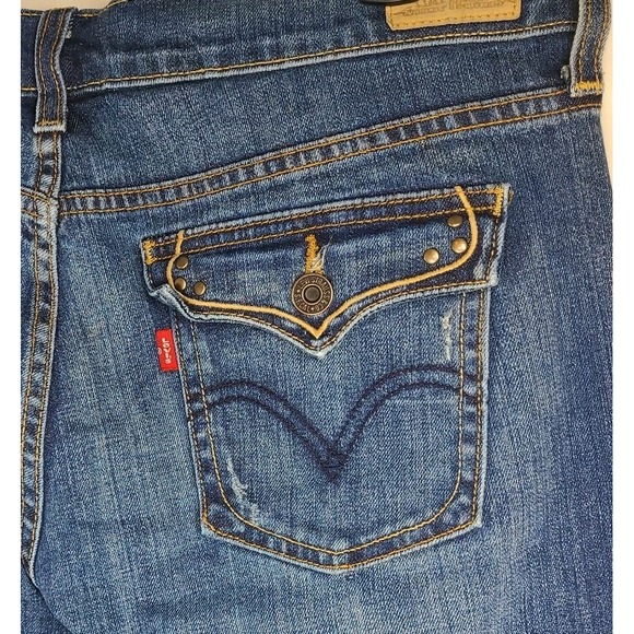Levis 515 Jeans Women Size 10 Long Blue Denim Boot Cut Mid Rise Stretch - Picture 1 of 8